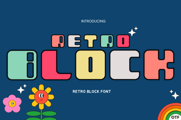 Retro Block Font: Modern Typeface for Handmade Product Design